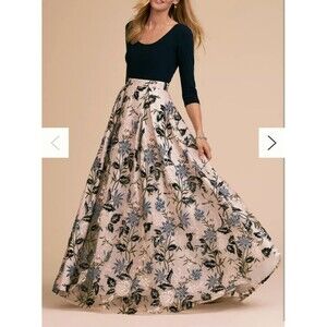 BHLDN Black and Cream Floral Maxi Dress